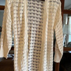 LC Lauren Conrad Open-Knit Cream Cardigan